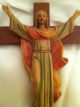 Antique Church Crucifixe Fontanini Corpus Italy Wood Figural Cross Other photo 2