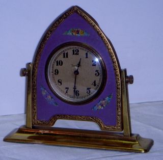 Antique Sessions Gothic Floral Desk Budoir Mantel Easel Clock Working photo