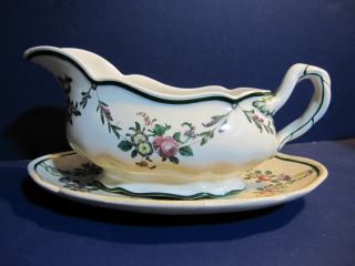Rare Antique Vintage 2 Pc Royal Doulton D2772 Gravy Boat & Oval Tray - Retired photo