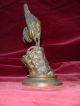 French Patinated Bronze Statue Of Rooster 19c.  Signed Cain Barbeddiene Metalware photo 1