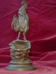French Patinated Bronze Statue Of Rooster 19c.  Signed Cain Barbeddiene Metalware photo 2