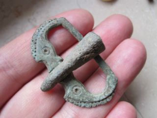 Roman Bronze Buckle With Two Sea Horse Heads 3c Ad photo