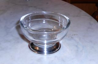 Vintage Small Glass Serving Bowl With Sterling Base Ca 1930 - 40 ' S 3 Inch Diameter photo