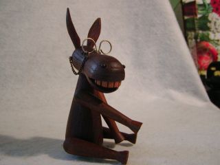 1959 Mid Century Modern Wood Donkey Sculpture Bojesen Eames Era Zoo - Line Teak photo
