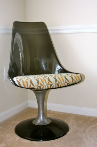 Mid - Century Chromcraft Lucite Tulip Style Chair (smoke) photo