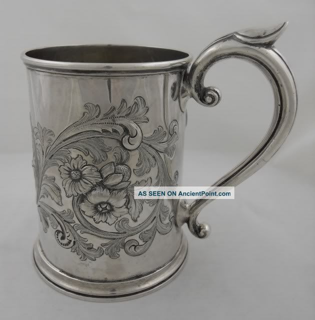 Antique Sterling Silver Pint Mug - Worcs.  Farming Interest - London 1872 Cups & Goblets photo