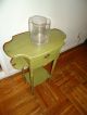 Antique H.  T.  Cushman Wood End/side Table With Drawer Painted Plant Smoke Stand 1900-1950 photo 3