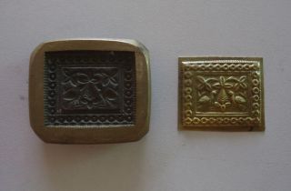Old Vintage Hand Casted Brass Engraved Jewellery Mold / Dye / Seal / Stamp photo