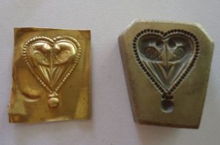 Old Vintage Hand Casted Brass Engraved Jewellery Mold / Dye / Seal / Stamp photo