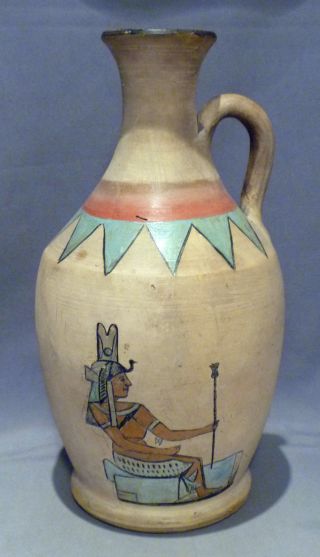 Halls Of The Ancients Pharaoh Water Jug Painted By Geo.  E Clark Dec.  25 1904 Ymca photo