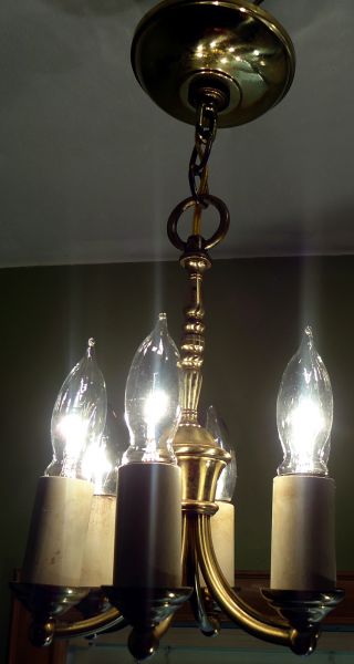 Antique Brass Petite Framburg Victorian 6 Light Chandelier photo