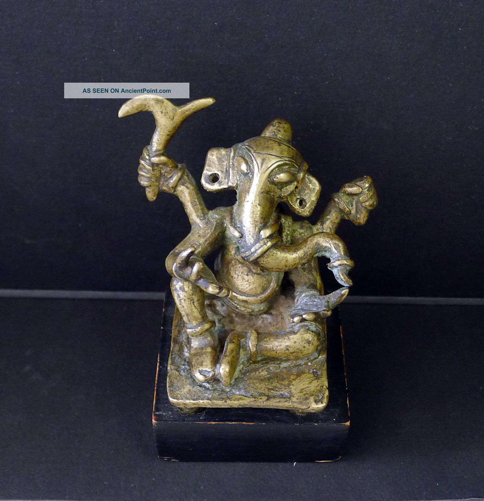 19th Century India Folk Art Bronze Ganesha Lively Expressive Spiritual Statue India photo