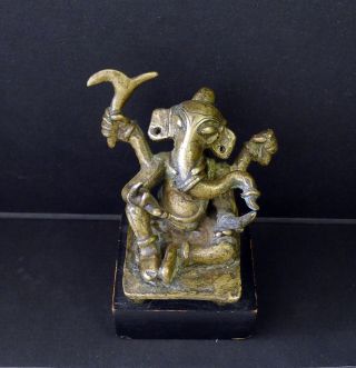 19th Century India Folk Art Bronze Ganesha Lively Expressive Spiritual Statue photo