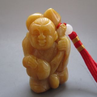 Chinese Huanglong Jade Carved China Doll Statue Nr photo