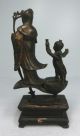 D463: Real Old Japanese Wood Carving Kannon With Child Statue W/fantastic Work Statues photo 2