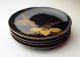 4 Stunning Antique Edo Period Japanese Lacquer Dishes Fine Raised Golden Maki - E Plates photo 3