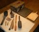 Antique 1700s - 1800s Primitives Hide Chest Kitchen Tools Chalk Board Etc Vafo Primitives photo 1