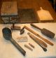 Antique 1700s - 1800s Primitives Hide Chest Kitchen Tools Chalk Board Etc Vafo Primitives photo 2