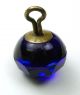 Antique Glass Button Faceted Cobalt Blue Ball Design Buttons photo 2