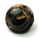 Antique Leo Popper Glass Button Black & Orange W/ Hat Mold Design Buttons photo 1