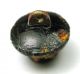 Antique Leo Popper Glass Button Black & Orange W/ Hat Mold Design Buttons photo 2