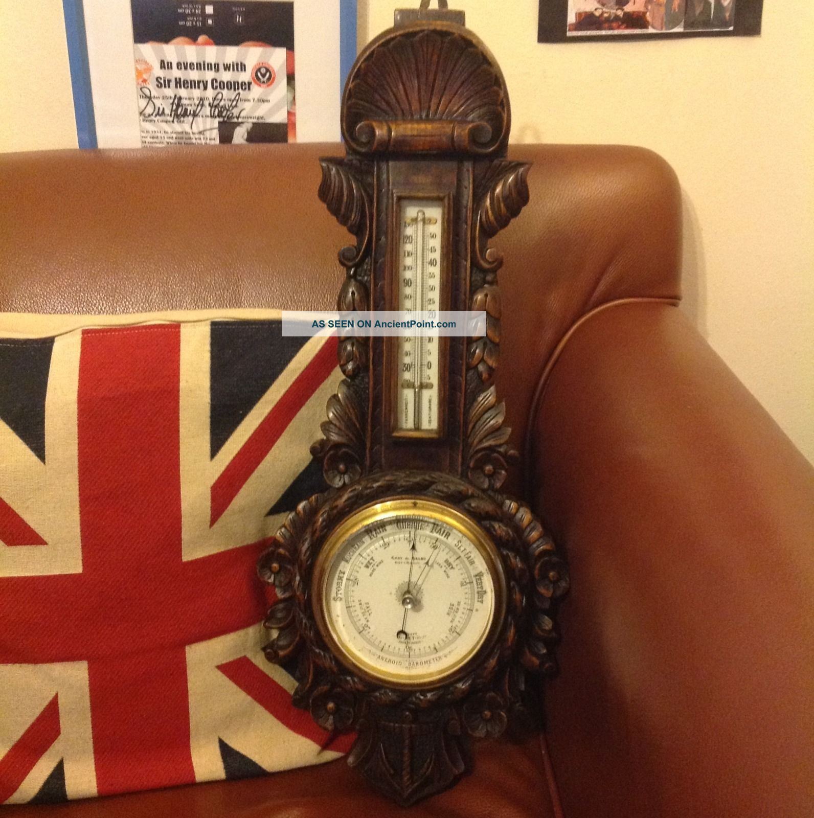 Stunning Nautical Scene1890 ' S Barometer Gray & Selby Nottingham 23 