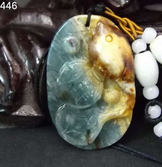 100% Natural Hand - Carved Chinese Hetian Jade Pendant Jadeite Necklace Tadpol 446 photo