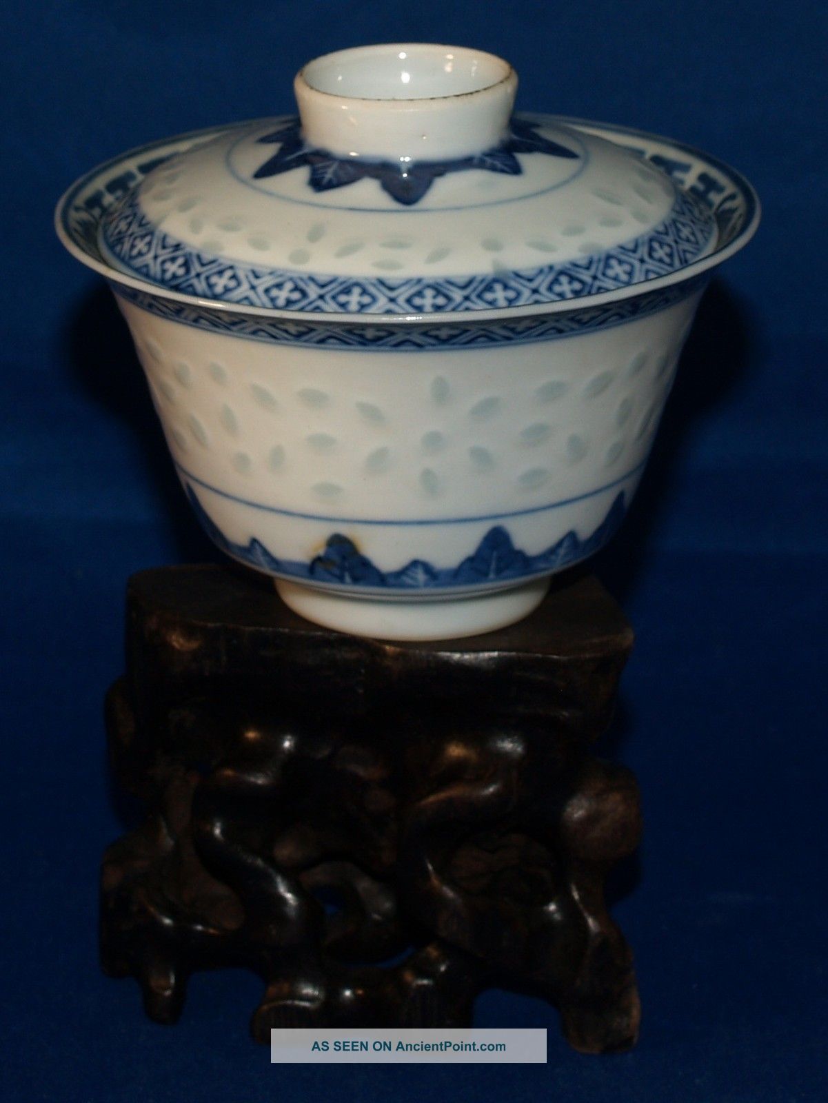 Antique Chinese Covered Tea Bowl With Rice Pattern Teapots photo