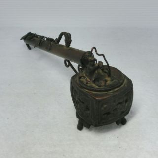 D628: Japanese Old Tasty Copper Ware Incense Burner Of Popular Yatate Shape photo