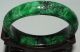 Ancient Chinese Green Jade Handwork Carved Embossment Pattern Jade Bracelet Bracelets photo 6