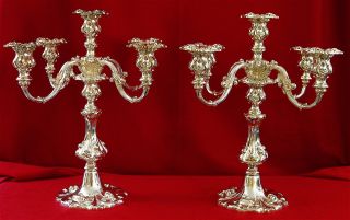 Wallace - Grand Pair 5 Branched Candelabrum,  Extra Heavy Robust Pattern photo