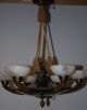 Art Deco Bronze/brass Figural 6 - Light Chandelier With Alabaster Shade Chandeliers, Fixtures, Sconces photo 10