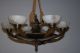 Art Deco Bronze/brass Figural 6 - Light Chandelier With Alabaster Shade Chandeliers, Fixtures, Sconces photo 2