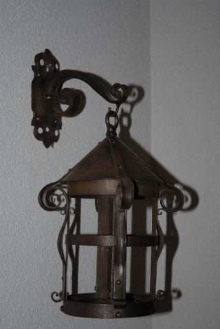 Toptop Quality Hand Wrought Iron Art Wall Hanging Lantern photo