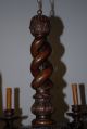A Vintage Carved In Wood Double Open Barley Twist 6 - Light Chandelier Chandeliers, Fixtures, Sconces photo 1