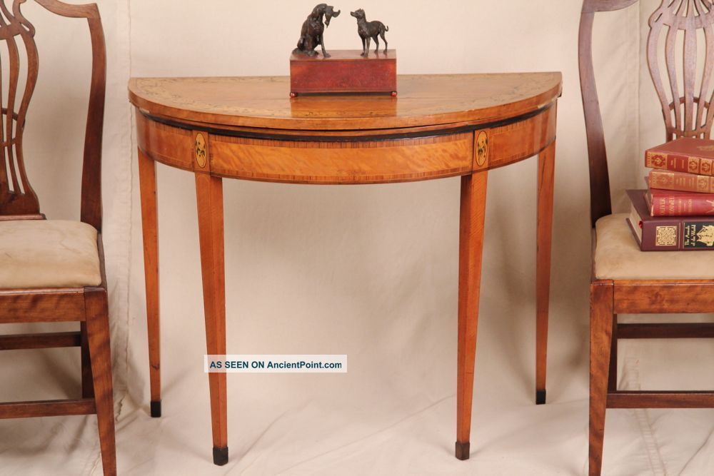 Fine Federal Neoclassical Satinwood Pembroke Antique Game Card Table C.  1800 - 20 1800-1899 photo