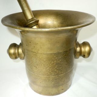 19 Century Solid Brass Mortar & Pestle,  Has Been In Same Family Over 140 Yrs photo