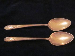 2 Vintage 1952 Holmes & Edwards 8 ½” Serving Spoons Romance Pattern photo