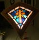 1930 Antique Church Stained Glass Window Unique Small Shape Trumbull Ct 1900-1940 photo 1