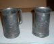2 Antique Asian Pewter Tankard Steins With Engraved Dragons - Glasses & Cups photo 1