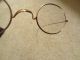 Antique Eye Glasses Wire Rimmed Oval Yellow Fellow Spectacles Hard Case Vintage Optical photo 5