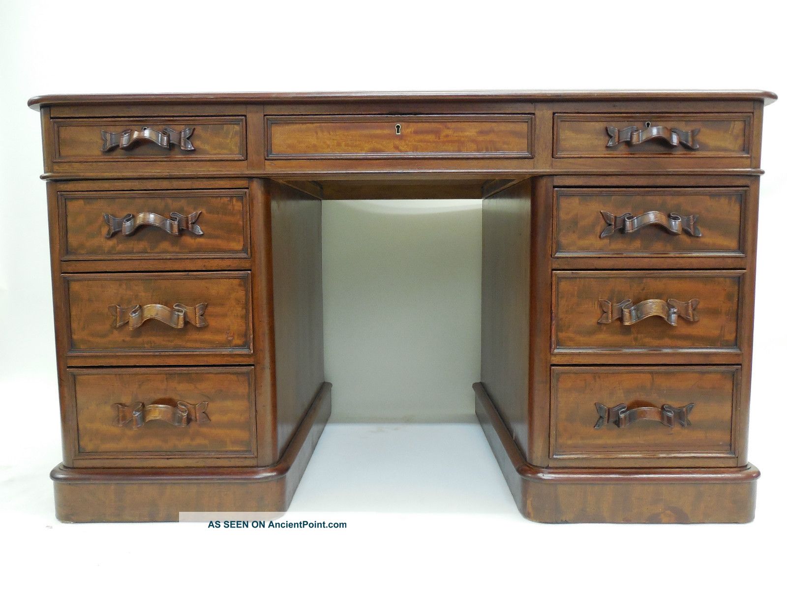 William Iv Leather - Top Mahogany Pedestal Desk C1800s 1800-1899 photo