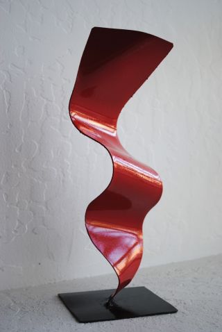 Red Modern Metal Sculpture Art Abstract Mid Century Contemporary Table Decor photo