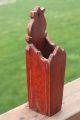 Primative Hand Made Red Stained Wooden Wall Box/pocket Chopstick Holder - Nr Primitives photo 1