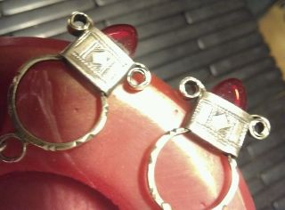 (hand Made) Tuareg Silver Bracelets & Earrings Set - Red Jewel - Authentic photo