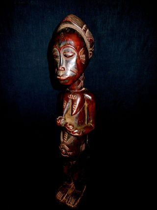 African Tribal Baule Carved Mbra Divination Statue Sculpture Ethnographic Art photo