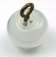 Antique Glass Ball Button Clambroth W/ Blue Stripe Design Swirl Back Buttons photo 2