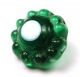 Antique Charmstring Glass Button Green Candy Mold W/ White Dot Design Swirl Back Buttons photo 1