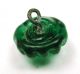 Antique Charmstring Glass Button Green Candy Mold W/ White Dot Design Swirl Back Buttons photo 3