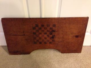Aafa Antique American Folk Art Painted Wooden Game Board Checkerboard Primitive photo